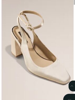 Be Mine Women's Cream Ankle-Strap Block Heel Wedding Pumps